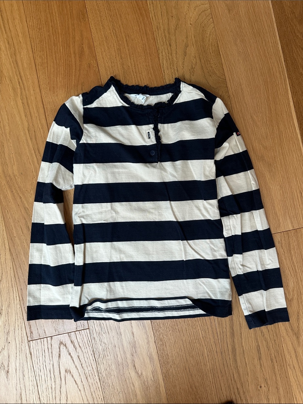 BATELA Striped Long-Sleeve Top - Navy & White